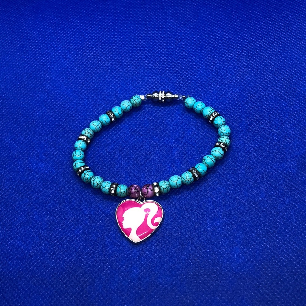 Barbie turquoise beaded bracelet (handmade)